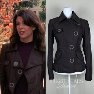 Rare Brown Jacket ASO Lorelai Gilmore Girls Moto Snap Button Casual Fall